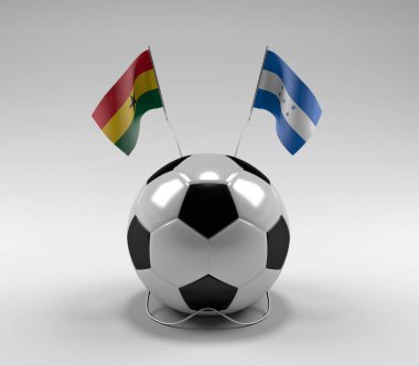 Gana - Honduras Futbol Bayrakları, Beyaz Arkaplan - 3D Render