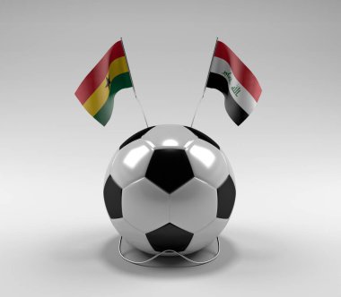 Gana - Irak Futbol Bayrakları, Beyaz Arkaplan - 3D Yapılandırma