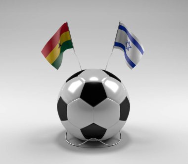Gana - İsrail Futbol Bayrakları, Beyaz Arkaplan - 3D Render