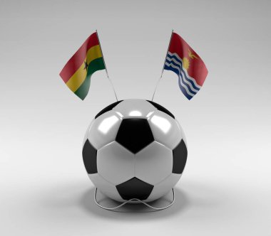 Gana - Kiribati Futbol Bayrakları, Beyaz Arkaplan - 3D Render