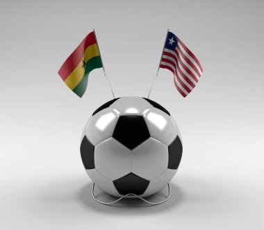 Gana - Liberya Futbol Bayrakları, Beyaz Arkaplan - 3D Render