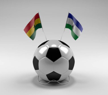 Gana - Lesotho Futbol Bayrakları, Beyaz Arkaplan - 3D Render