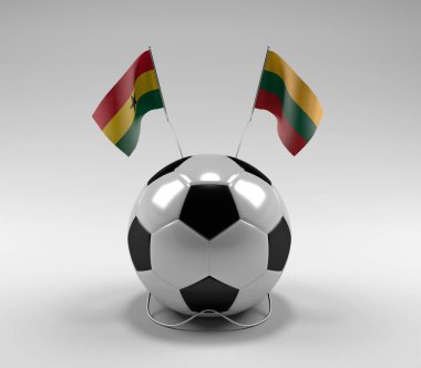 Gana - Litvanya Futbol Bayrakları, Beyaz Arkaplan - 3D Render