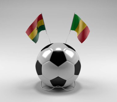 Gana - Mali Futbol Bayrakları, Beyaz Arkaplan - 3D Render