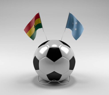 Gana - Mikronezya Futbol Bayrakları, Beyaz Arkaplan - 3D Render
