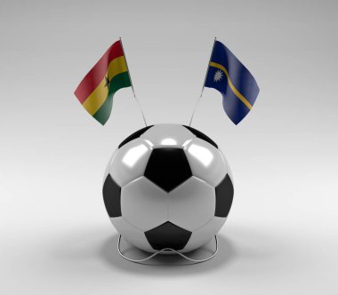 Gana - Nauru Futbol Bayrakları, Beyaz Arkaplan - 3D Render