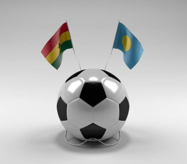 Gana - Palau Futbol Bayrakları, Beyaz Arkaplan - 3D Render