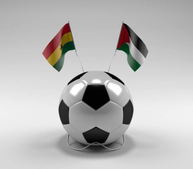 Gana - Filistin Futbol Bayrakları, Beyaz Arkaplan - 3D Render