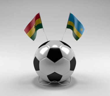 Gana - Ruanda Futbol Bayrakları, Beyaz Arkaplan - 3D Render