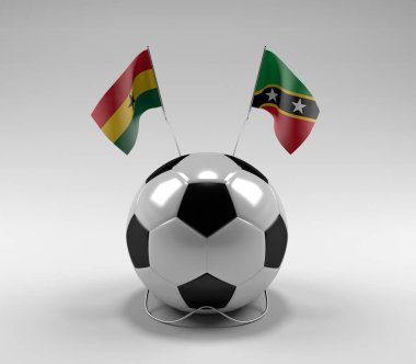 Gana - Saint-Kitts-and-Nevis Futbol Bayrakları, Beyaz Arkaplan - 3D Render