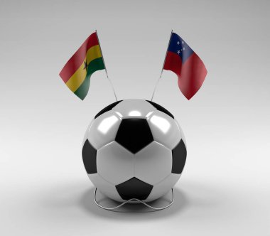 Gana - Samoa Futbol Bayrakları, Beyaz Arkaplan - 3D Render