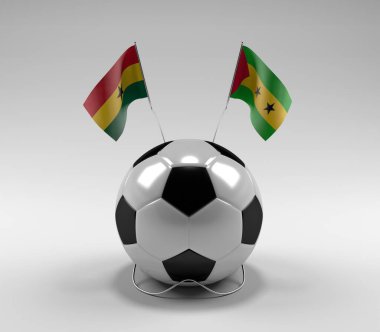 Gana - Sao-Tome-Principe Futbol Bayrakları, Beyaz Arkaplan - 3D Render