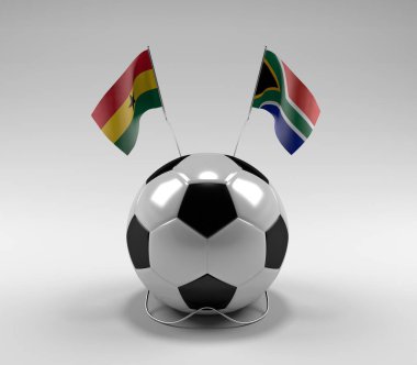 Gana - Güney Afrika Futbol Bayrakları, Beyaz Arkaplan - 3D Render