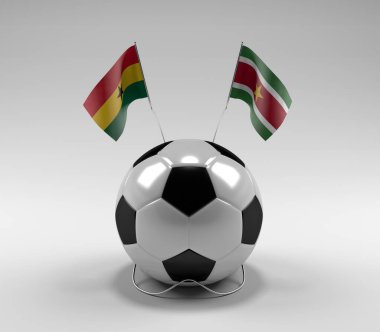 Gana - Surinam Futbol Bayrakları, Beyaz Arkaplan - 3D Render