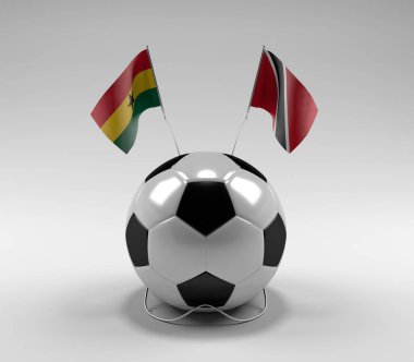 Gana - Trinidad ve Tobago Futbol Bayrakları, Beyaz Arkaplan - 3D Render