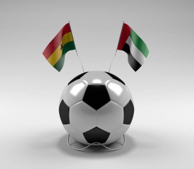 Gana - Birleşik Arap-Emirlikleri Futbol Bayrakları, Beyaz Arkaplan - 3D Render