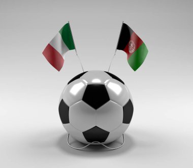 İtalya - Afganistan Futbol Bayrakları, Beyaz Arkaplan - 3D Yapılandırma