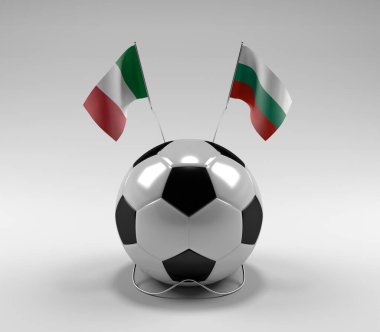 İtalya - Bulgaristan Futbol Bayrakları, Beyaz Arkaplan - 3D Hazırlama