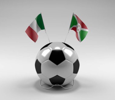 İtalya - Burundi Futbol Bayrakları, Beyaz Arkaplan - 3D Render
