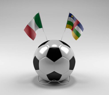 İtalya - Orta Afrika Cumhuriyeti Futbol Bayrakları, Beyaz Arkaplan - 3D Render