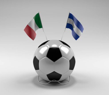 İtalya - El-Salvador Futbol Bayrakları, Beyaz Arkaplan - 3D Render