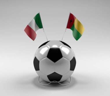 İtalya - Gine-Bissau Futbol Bayrakları, Beyaz Arkaplan - 3D Render