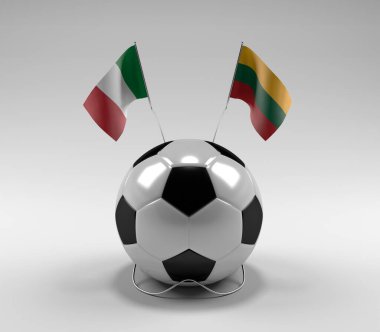 İtalya - Litvanya Futbol Bayrakları, Beyaz Arkaplan - 3D Render