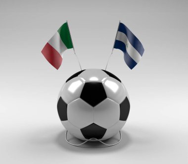 İtalya - Nikaragua Futbol Bayrakları, Beyaz Arkaplan - 3D Render
