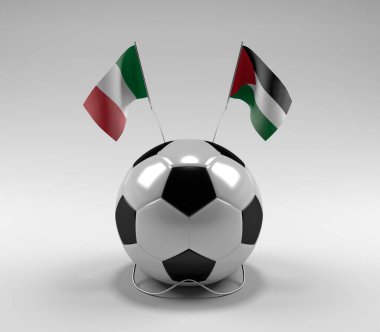 İtalya - Filistin Futbol Bayrakları, Beyaz Arkaplan - 3D Render