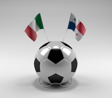 İtalya - Panama Futbol Bayrakları, Beyaz Arkaplan - 3D Render