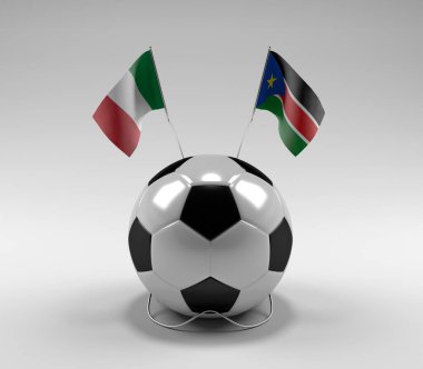 İtalya - Güney Sudan Futbol Bayrakları, Beyaz Arkaplan - 3D Render