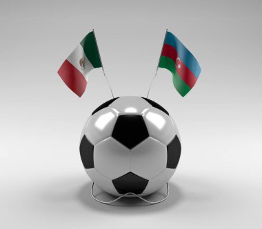 Meksika - Azerbaycan Futbol Bayrakları, Beyaz Arkaplan - 3D Render
