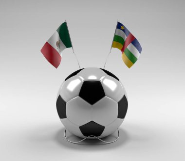 Meksika - Orta Afrika Cumhuriyeti Futbol Bayrakları, Beyaz Arkaplan - 3D Render