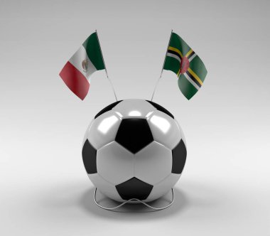 Meksika - Dominica Futbol Bayrakları, Beyaz Arkaplan - 3D Render