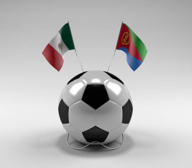 Meksika - Eritre Futbol Bayrakları, Beyaz Arkaplan - 3D Render