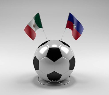 Meksika - Haiti Futbol Bayrakları, Beyaz Arkaplan - 3D Render