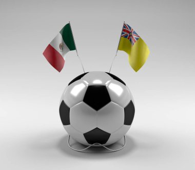 Meksika - Niue Futbol Bayrakları, Beyaz Arkaplan - 3D Render