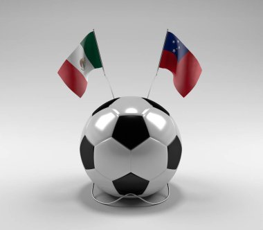 Meksika - Samoa Futbol Bayrakları, Beyaz Arkaplan - 3D Render