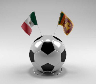 Meksika - Sri-Lanka Futbol Bayrakları, Beyaz Arkaplan - 3D Render
