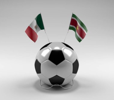 Meksika - Surinam Futbol Bayrakları, Beyaz Arkaplan - 3D Render