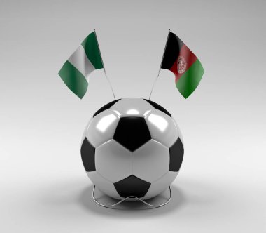 Nijerya - Afganistan Futbol Bayrakları, Beyaz Arkaplan - 3D Render