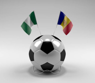 Nijerya - Andorra Futbol Bayrakları, Beyaz Arkaplan - 3D Render