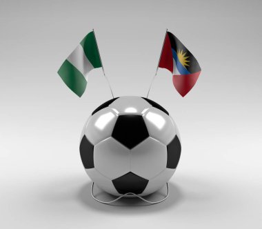 Nijerya - Antigua ve Barbuda Futbol Bayrakları, Beyaz Arkaplan - 3D Render
