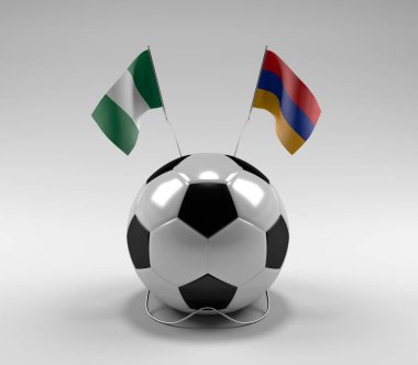 Nijerya - Ermenistan Futbol Bayrakları, Beyaz Arkaplan - 3D Render