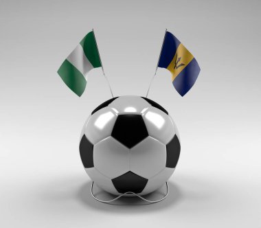 Nijerya - Barbados Futbol Bayrakları, Beyaz Arkaplan - 3D Render