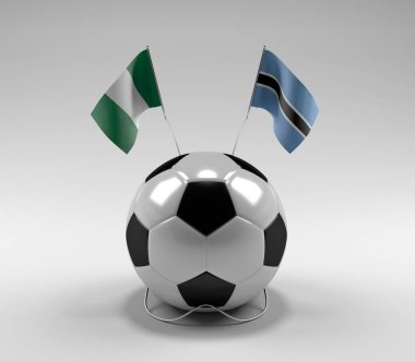 Nijerya - Botswana Futbol Bayrakları, Beyaz Arkaplan - 3D Render