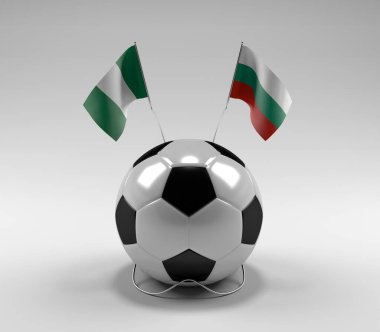 Nijerya - Bulgaristan Futbol Bayrakları, Beyaz Arkaplan - 3D Render