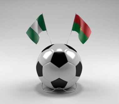 Nijerya - Burkina-Faso Futbol Bayrakları, Beyaz Arkaplan - 3D Render