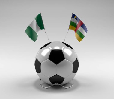 Nijerya - Orta Afrika Cumhuriyeti Futbol Bayrakları, Beyaz Arkaplan - 3D Render