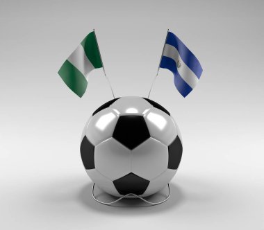Nijerya - El-Salvador Futbol Bayrakları, Beyaz Arkaplan - 3D Render